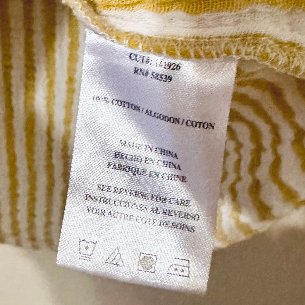 Kut from the Kloth Large Yellow and White Striped Ruffle Sleeve Button-Front Top - Picture 5 of 9